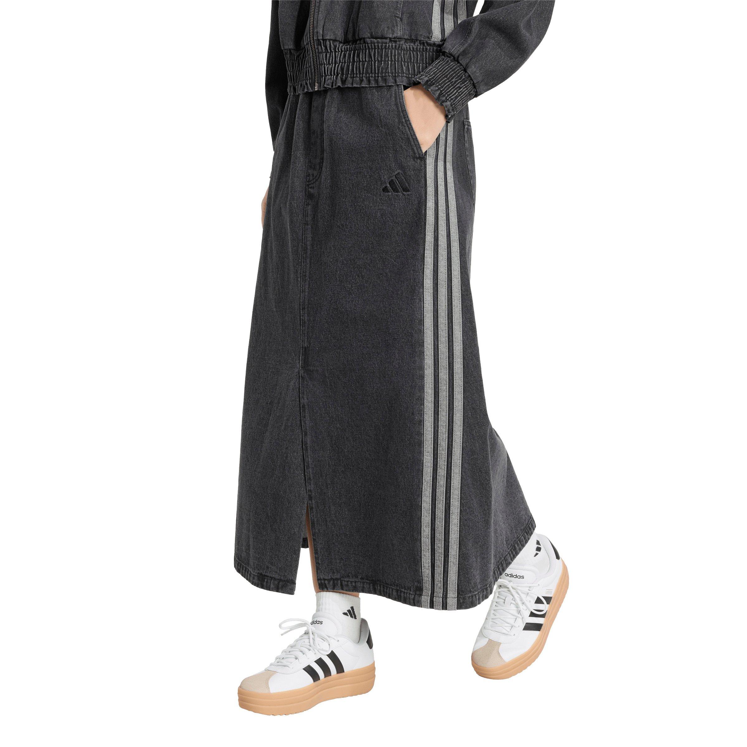 adidas Women's Stadium Dark Washed Denim Loose Fit Skirt - Black - BLACK